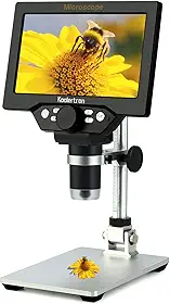 Microscópio USB digital LCD de 7 polegadas, Koolertron, 12 MP, ampliação 1-1200 x, câmera de vídeo, gravadora de vídeo com tela, 8 luzes de LED, bateria recarregável para reparo de