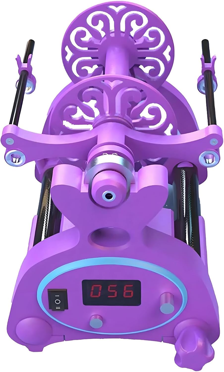 Electric Spinning Wheel & Yarn Winder, 800RPM Automatic with Digital Display & Foot Pedal, 4oz/8oz(120g/240g) Capacity, 3 Bobbins for Weaving Blending Roving Purple+Blue