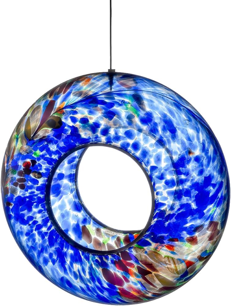Sienna Glass Hanging Bird Feeder - Blue
