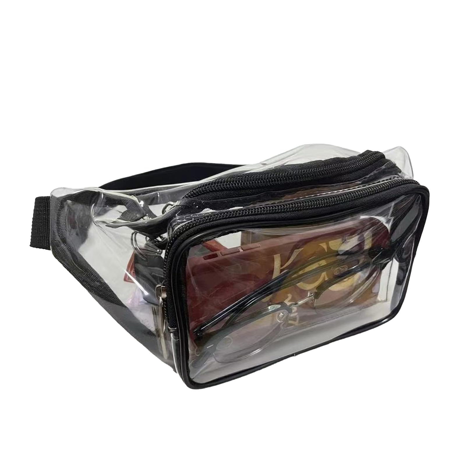 Cytongyo Clear Fanny Pack Stadium Approved, Clear Bag for Stadium Events Crossbody Belt Bag for Women Men Transparent Waist Pack, Black