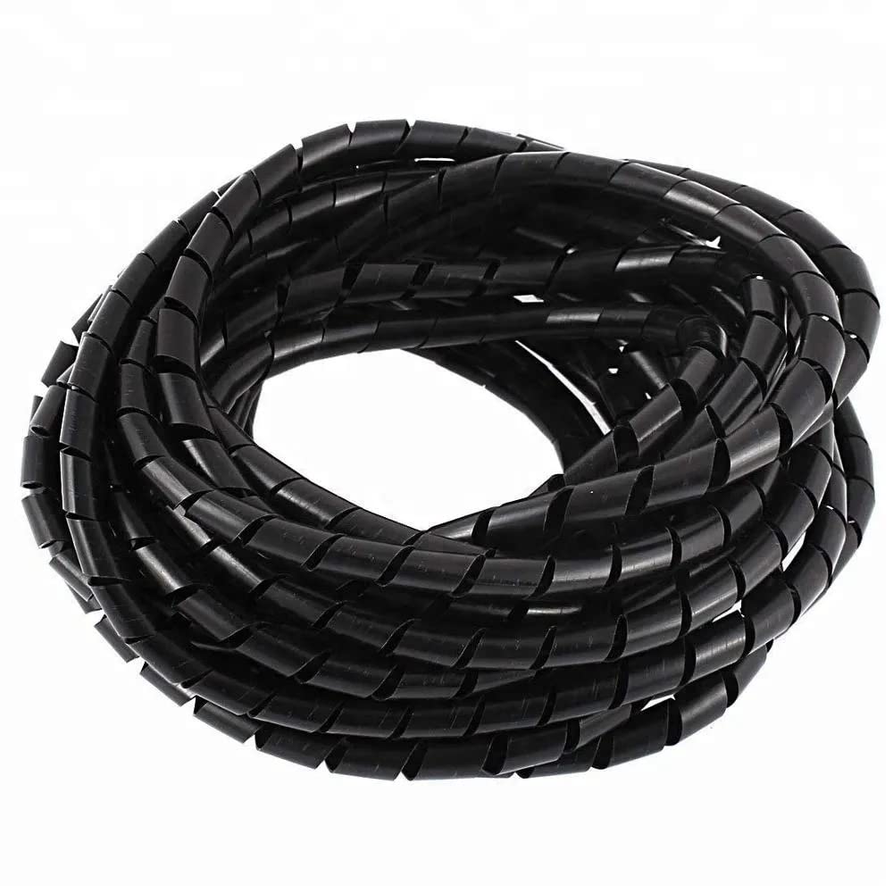 KafTon Spiral Wrap Cable Binding Tidy Leads on TV PC Home Cinema CCTV Wires Hide Electrical Wire Organizer Sleeve Black Natural (24mm - Bundles 20-120mm, Black - 10M)