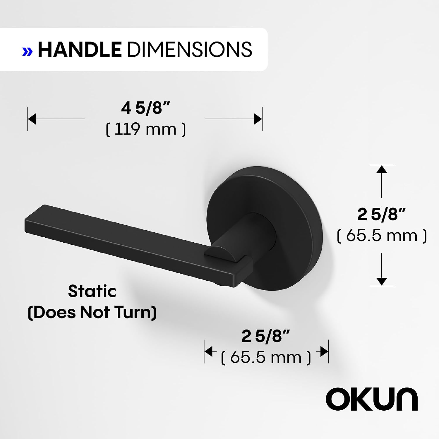 Okun Valli Privacy Door Handle, Matte Black Door Lever 1-Pack – Push Button Lock for Bedroom & Bathroom, Reversible Interior Door Handles with Sleek Concealed-Mount Modern Design