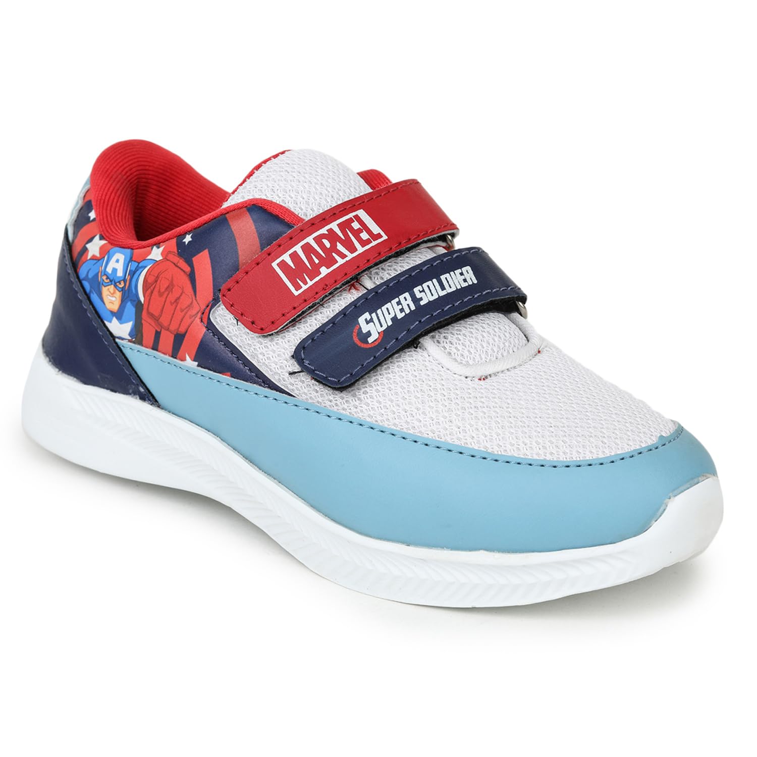 Toothless Avengers Captain America Printed Lycra Casual Shoes For Kids- Blue main image 1