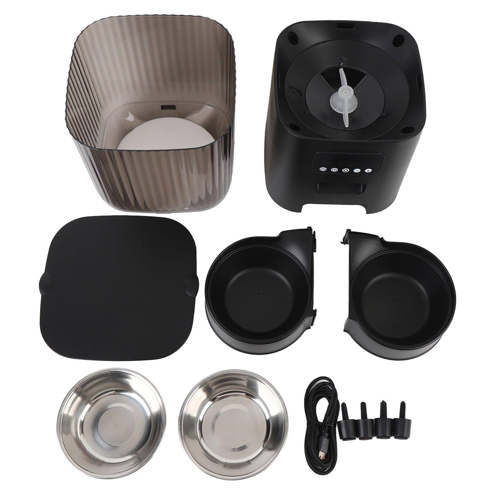 Kketeopt Automatic Cat Feeder Timed Feeding Button Control Pet Food Dispenser (Dual Bowls)
