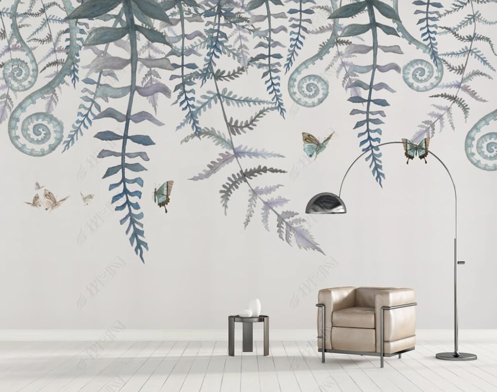 Papier peint intissé plantes dessinées à la main 150x105 cm