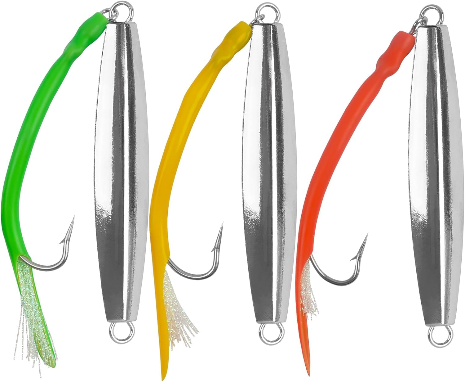 Diamond Jigs, esche da pesca in acqua salata, cucchiaio da jigging con coda a tubo diviso, gancio in acciaio inox, esche per pesca in mare profondo, offshore, pesca sul fondo