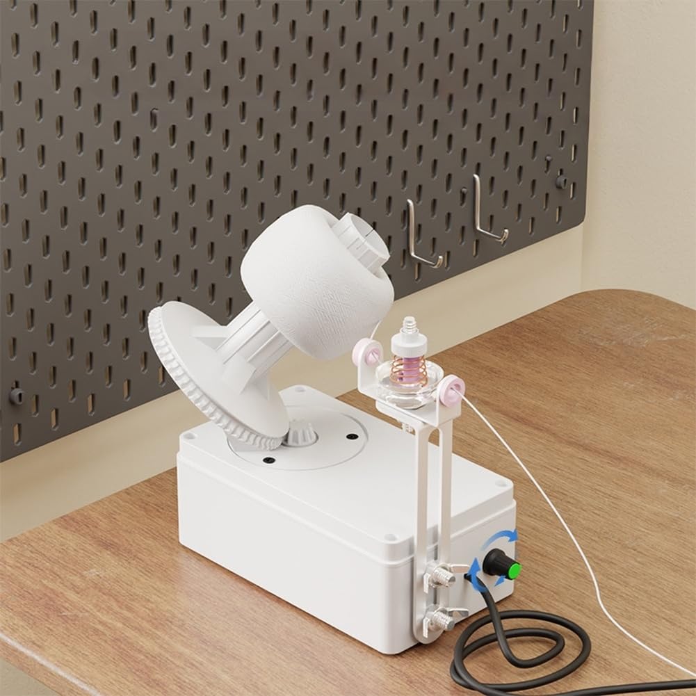 Avvolgitore per filato alimentato tramite USB, velocità regolabile, costruito per uso domestico, con capacità per filati da 2 mm e matasse da 150 g senza accessori aggiuntivi (versione ad alta