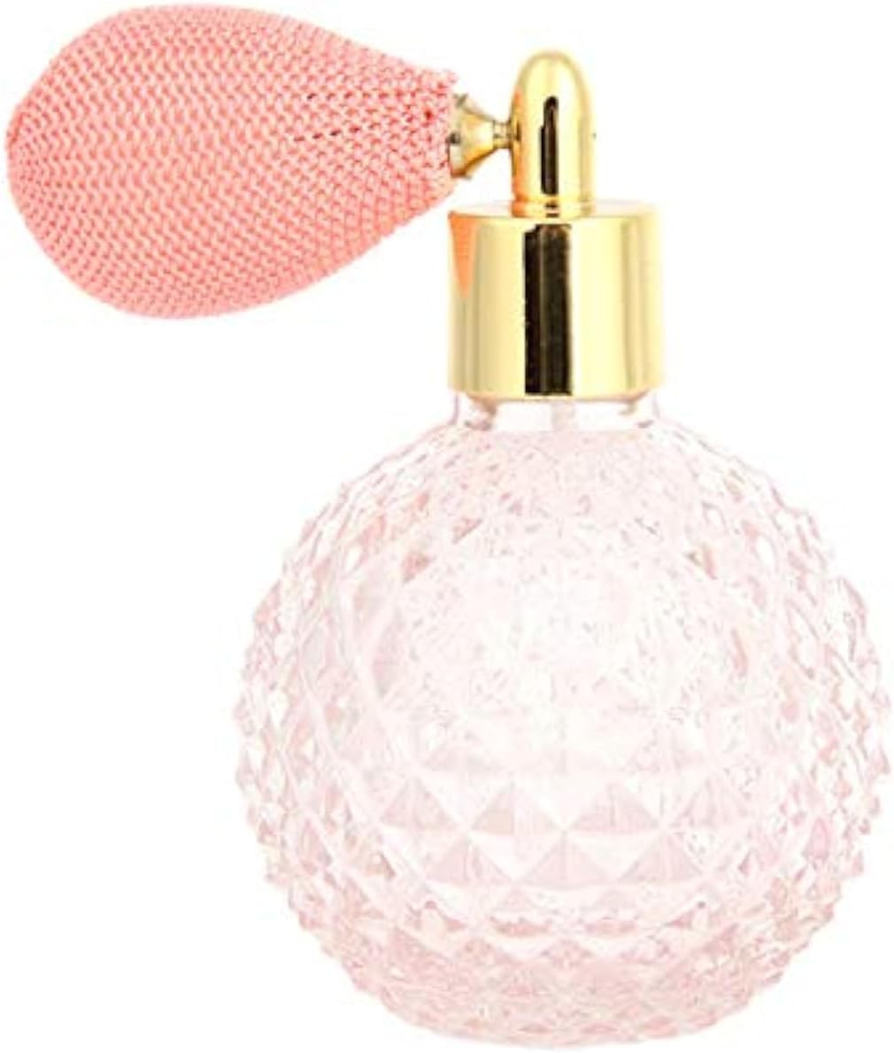 1pcs 100ml Vintage Perfume Bottle Short Spray Atomizer Refillable Empty Glass (Pink)