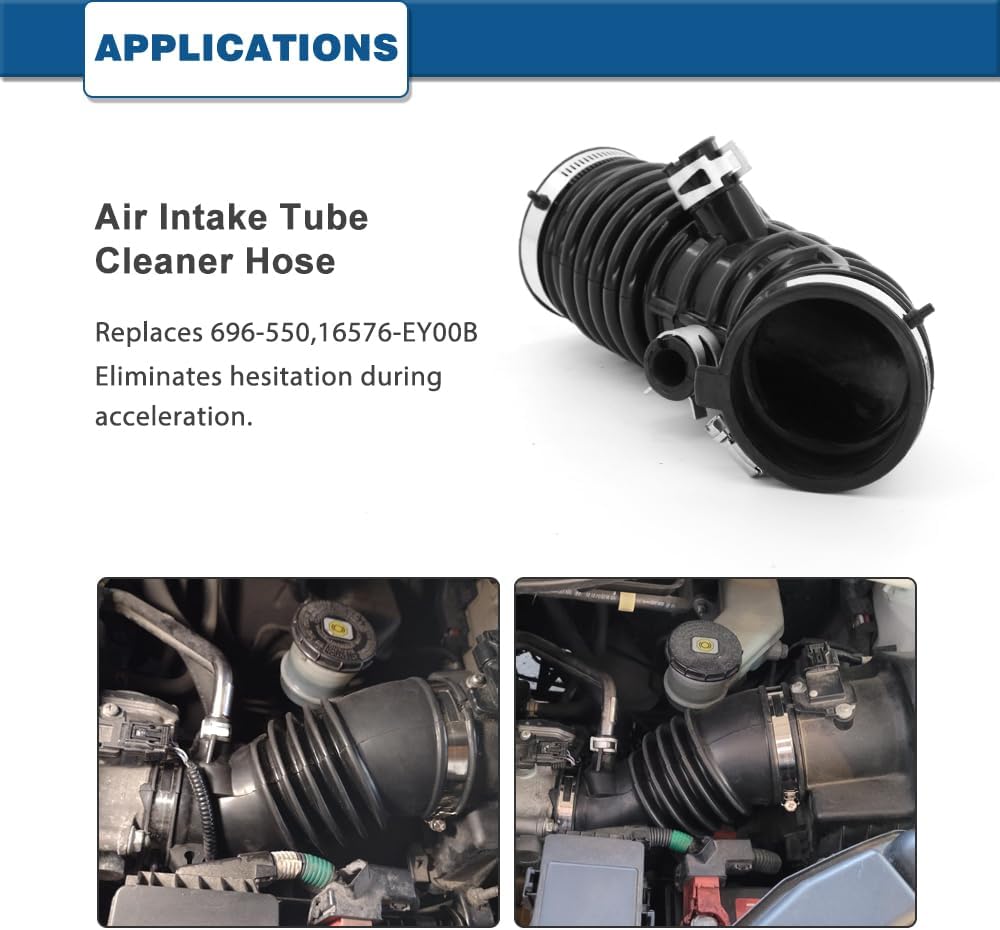 Air Intake Hose Compatible with Infiniti G37 2008-2013, Q60 2014-2016, QX50 2014-2017, Nissan 370Z 2009-2021# 696-550 ‎16576EY00B - Air Intake Duct Tube Boot (Left Side)