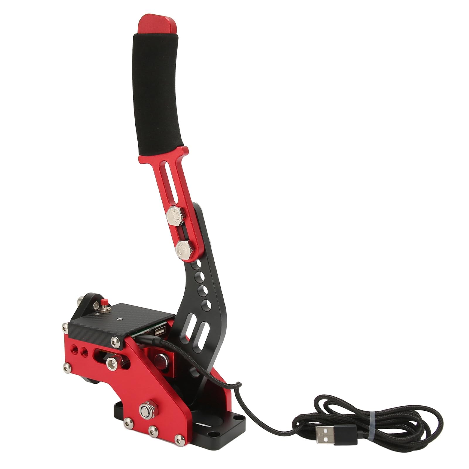 Eminchu Freno de Mano USB de 64 Bits para PC Sim Racing Game, Freno de Mano Progresivo USB Racing Game para Series S X, de de Alta Rigidez para Entusiastas de las Carreras (rojo)