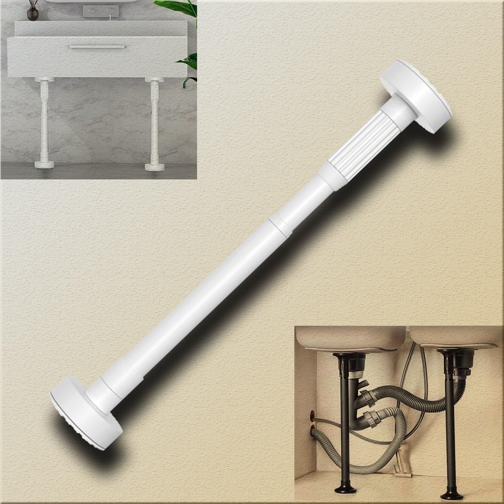 Support evier sous plan telescopique en inox blanc pour pied meuble cuisine 35cm