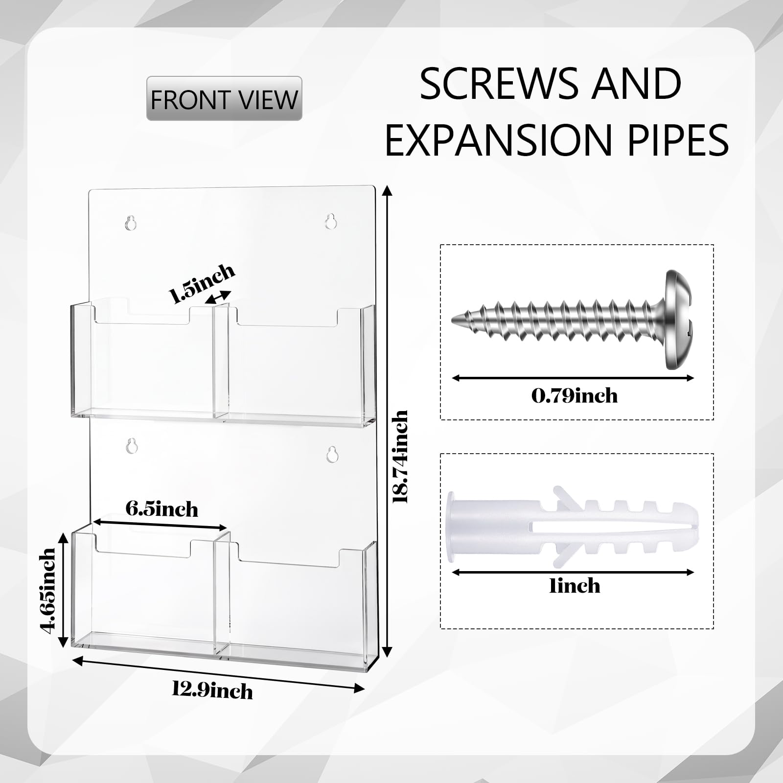 Barydat Soporte acrílico para folletos de 4 bolsillos, soporte de pared de 9.4 x 6.5 pulgadas, soporte transparente para folletos, soporte de exhibición de revistas, organizador de pared para anuncios