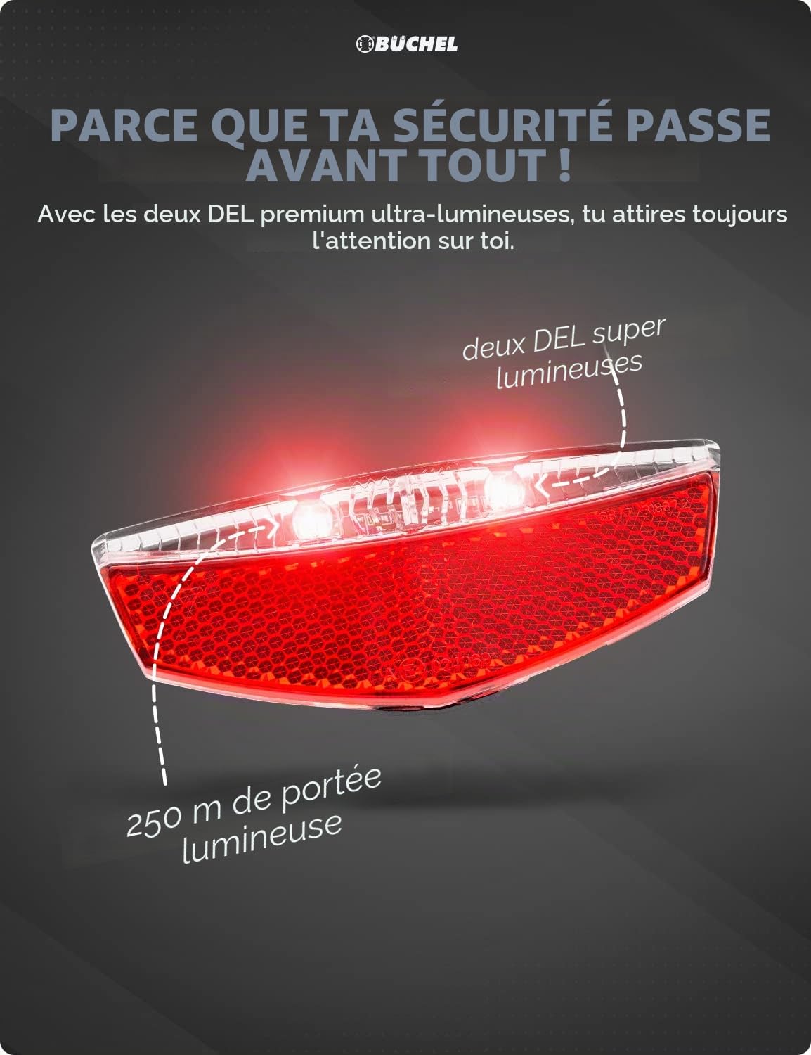 Büchel Tivoli Feu arrière de Porte-Bagages LED Dynamo StVZO