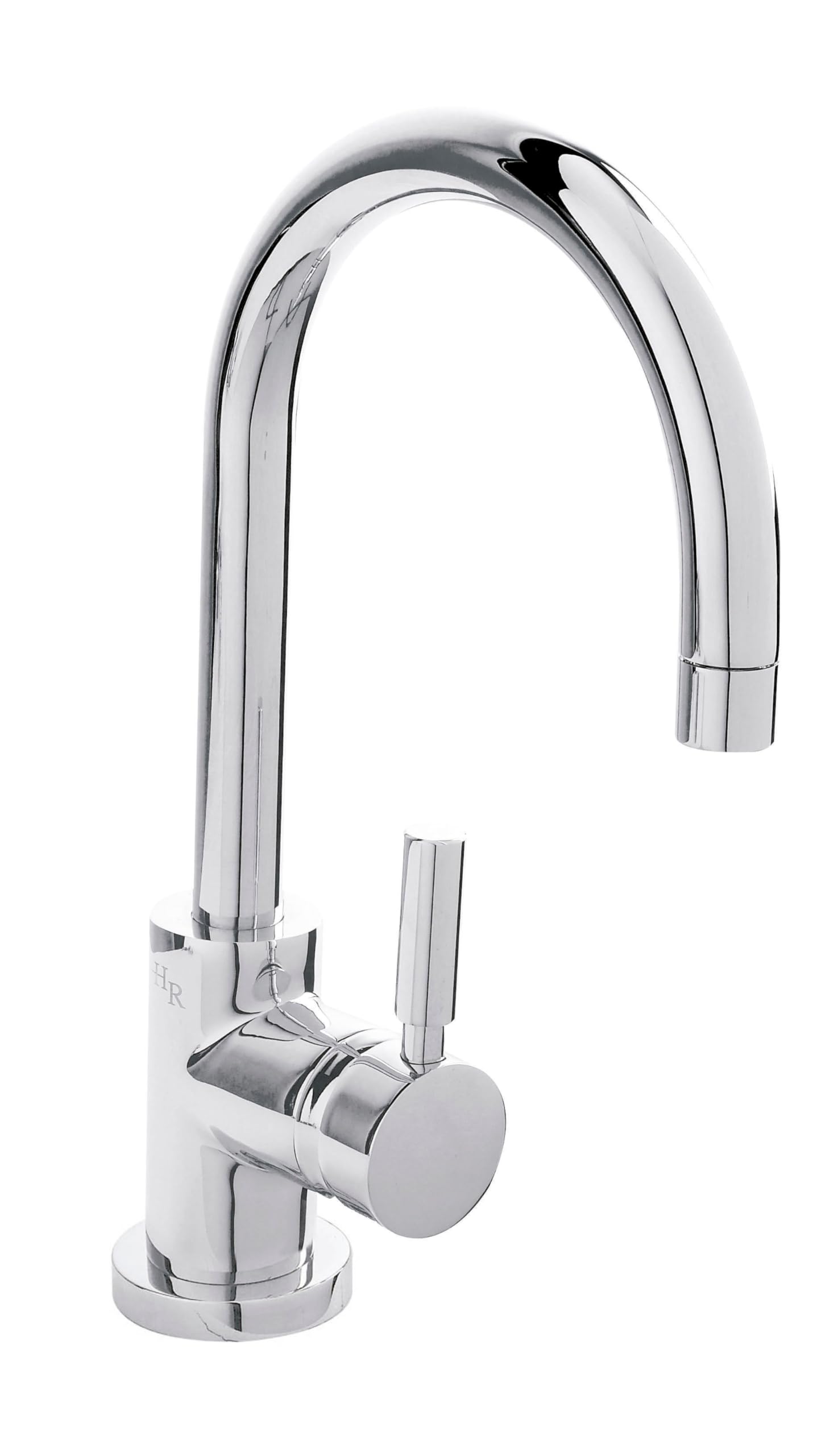 Balterley Silver Bathroom Sink Taps, Mono Basin Mixer Tap, Single Lever Temperature Control Bathroom Tap, Round Body, Tall Arc Spout Monobloc Basin Taps For Cloakroom - 53 X 188 X 288Mm (Chrome)