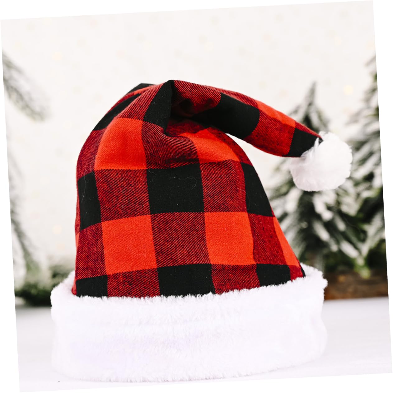 6piezas Gorro De Papá Noel Rojos y Negros Navideñas y Disfraces Cómodo y