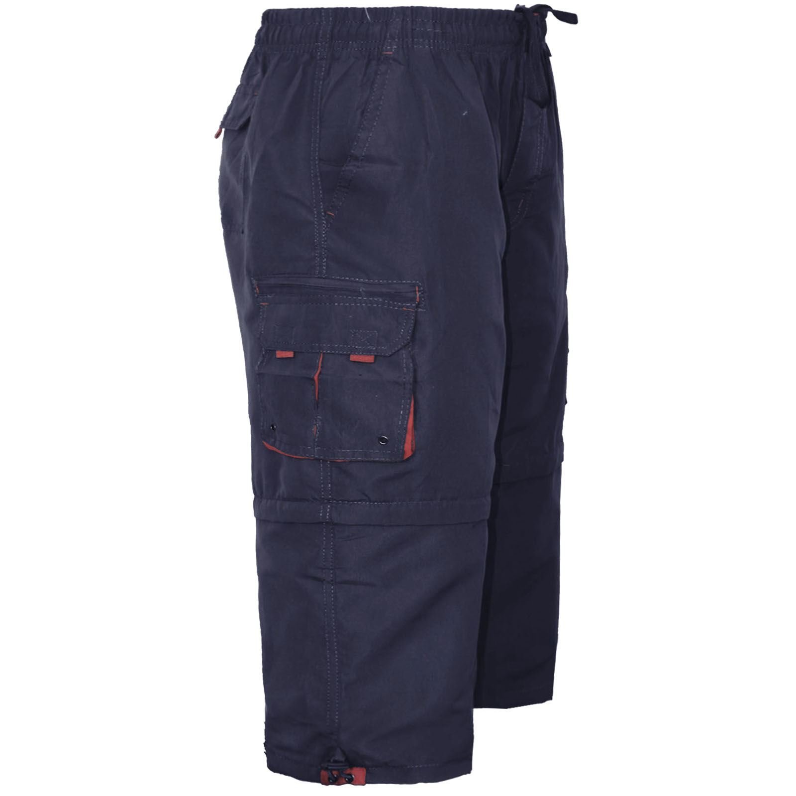 Ga Communications Men's Navy 3/4 Shorts 2 In 1 Cargo Combat Zip Off Summer Jogging Casual Trousers S-Xxl[,Xl]