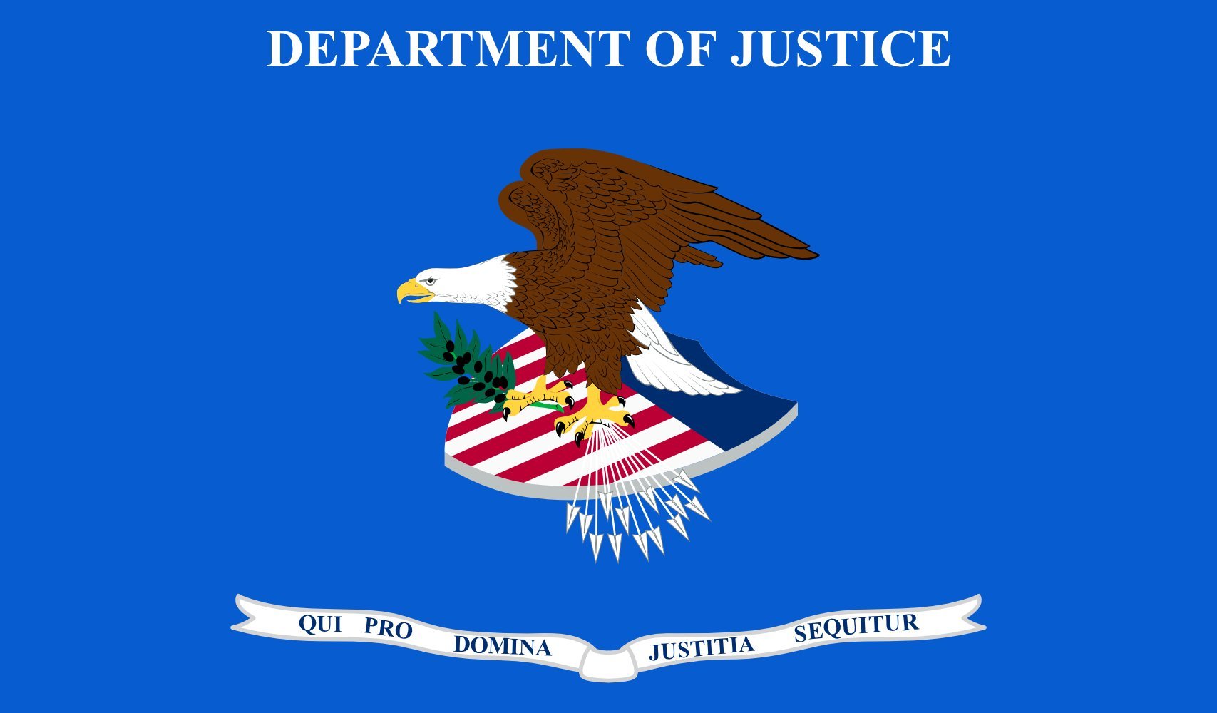 Drapeau U.S. Department of Justice grand format paysage pour décoration et cérémonie
