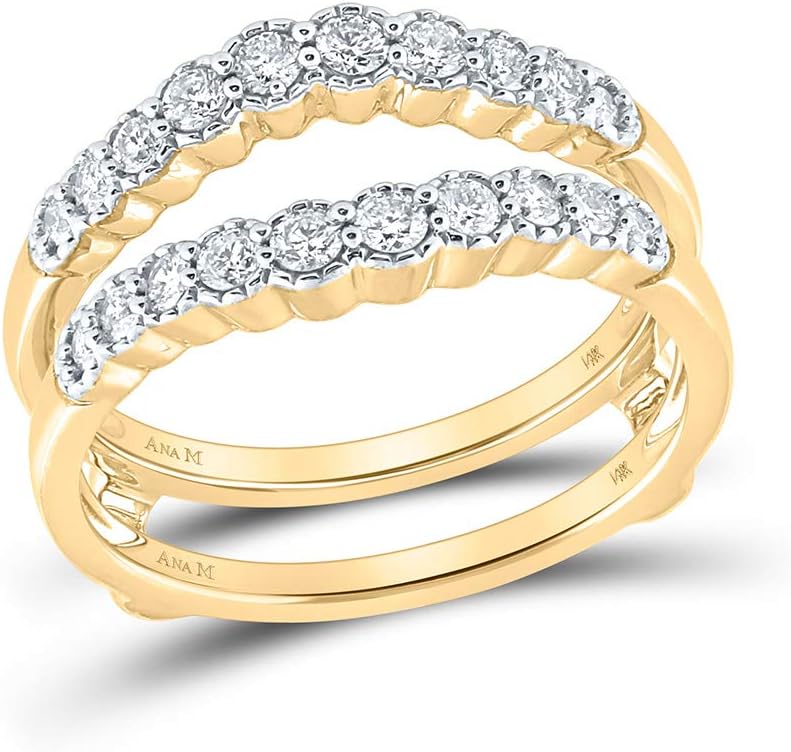 14kt Yellow Gold Womens Round Diamond Wedding Wrap Ring Guard Enhancer 1/2 Cttw