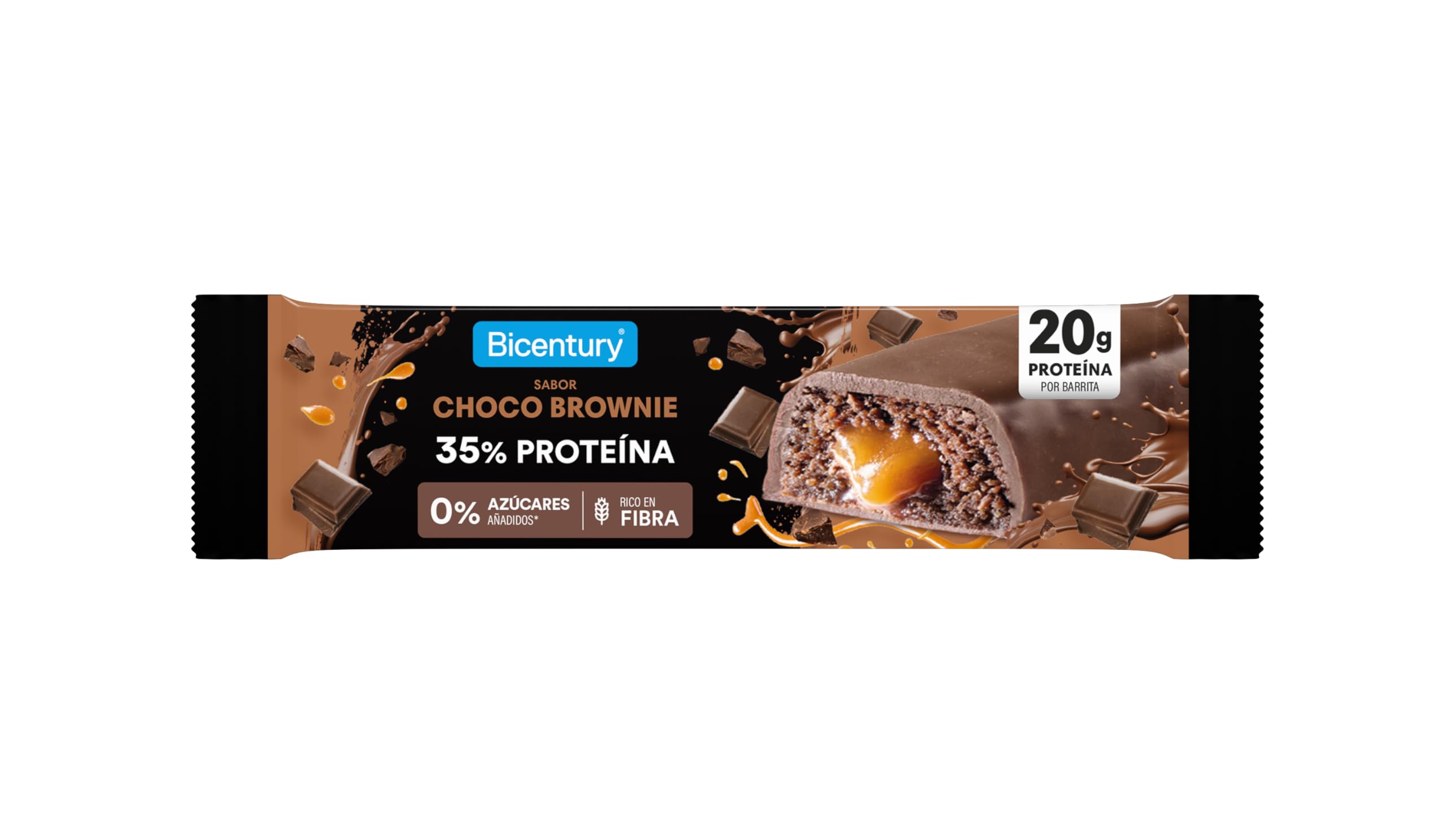 Bicentury Barritas Proteicas Choco Brownie 20g Proteína | Pack 12 Barritas | Sin Azúcares Añadidos | Alto en Fibra | Snack Fitness Rico en Proteínas