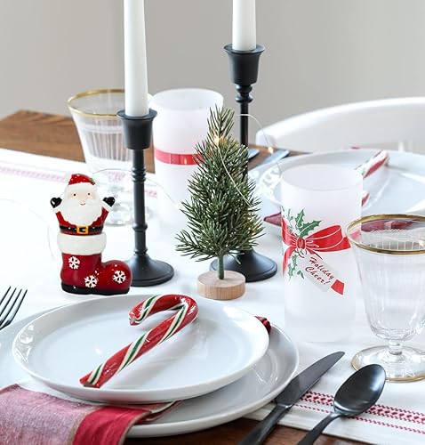 Miniatura 2 de Juego de salero y pimentero navideño de Papá Noel con bota, decoración festiva adorable de cerámica roja para el hogar, característica de mesa