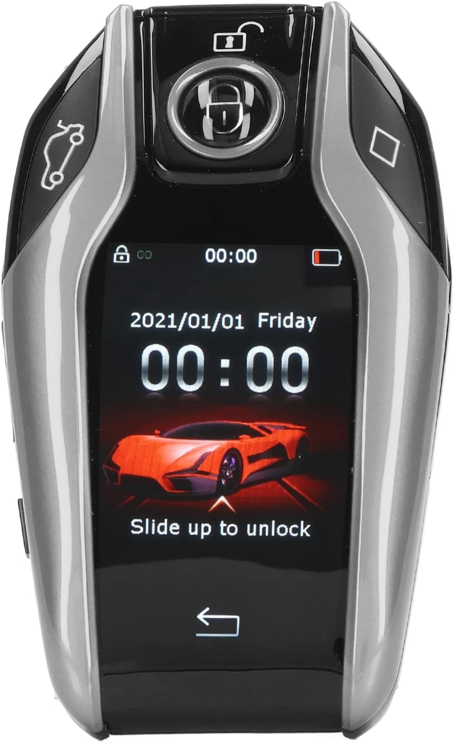 TK800 Smart Remote Control Car Key, LCD Touch Screen All in One Keyless Entry Auto Lock Unlock Window Lift Trunk Remote, Anti Lost Function, for All Start Stop Engine Button Models(Silver)