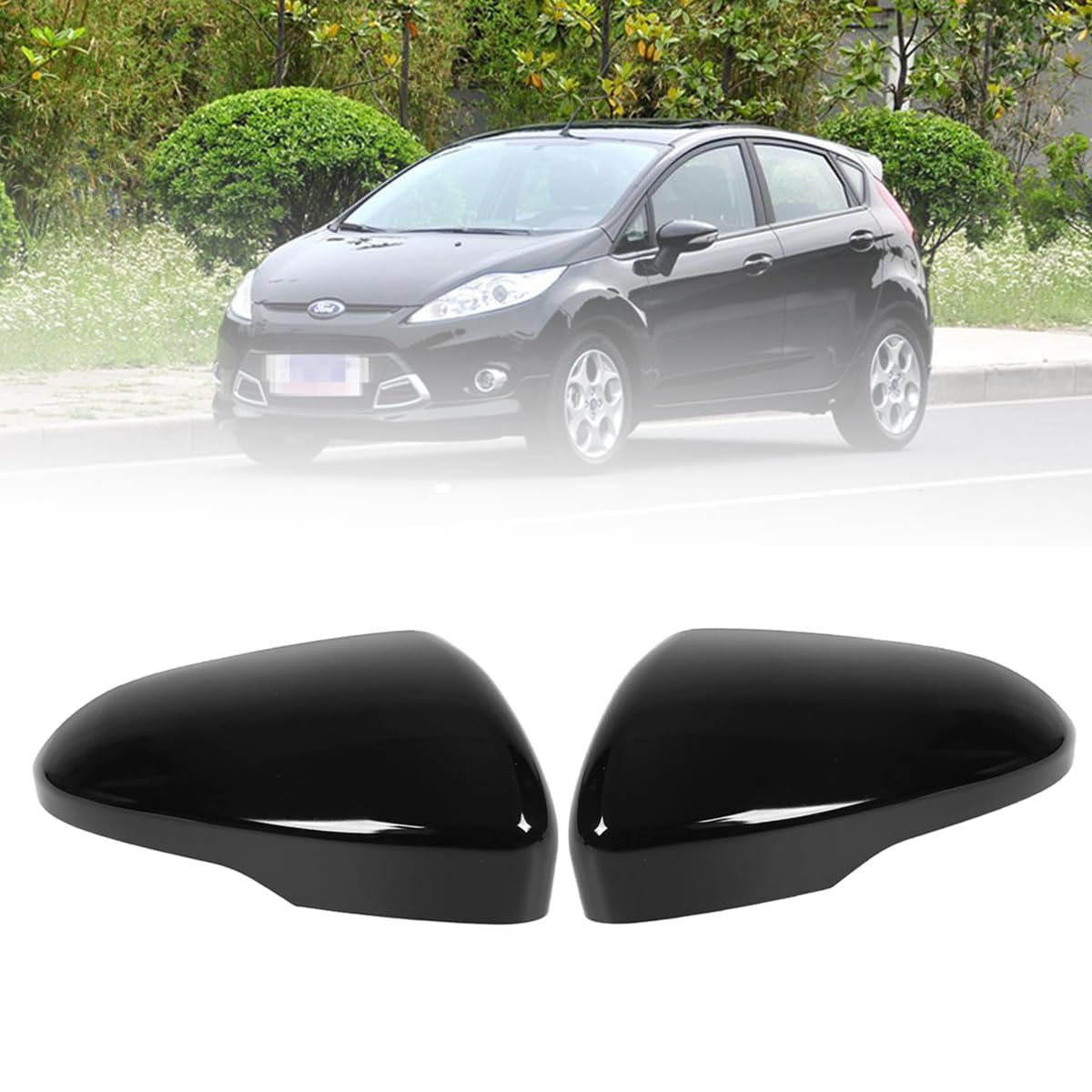 Couvercle de rétroviseur, 1 Paire Couvercle de Miroir Cache de rétroviseur Compatible avec Ford Fiesta MK7 2008-2017