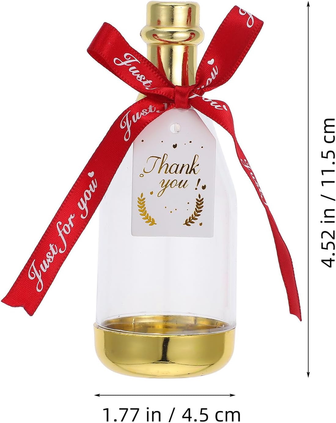 YARNOW 12pcs Bridal Candy Bottles Plastic Mini Candy Containers Sparkling Wine Bottle Shape with Wine Red Ribbon Wedding Party Favor Boxes