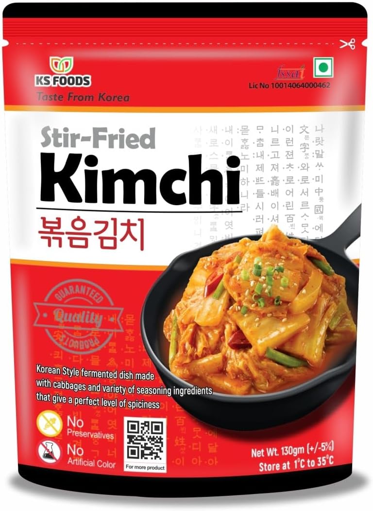 KS Foods Authentic Korean Kimchi โ Stir-Fried Fermented Napa Cabbage | Tangy & Spicy Flavor | Probiotic-Rich | Vegan | No Preservatives | Traditional Korean Side Dish