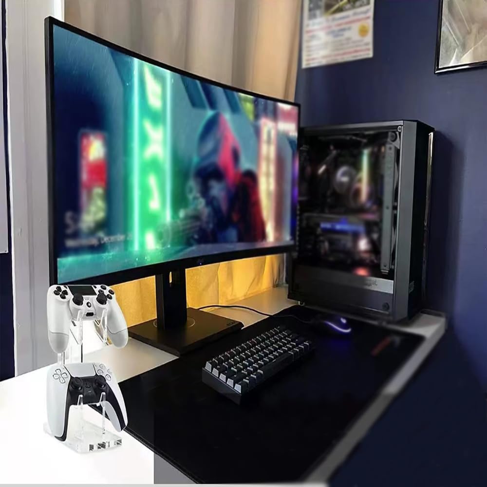 Supporto per Cuffie e Joystick in Acrilico - Porta Universale Trasparente per Controller da Gioco e Cuffie Gaming