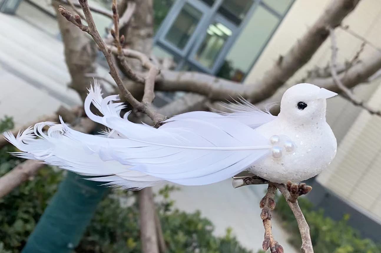 Amazon.co.jp: 人工白鳥 16パック 白い羽のミニ鳥 フォーム 人工