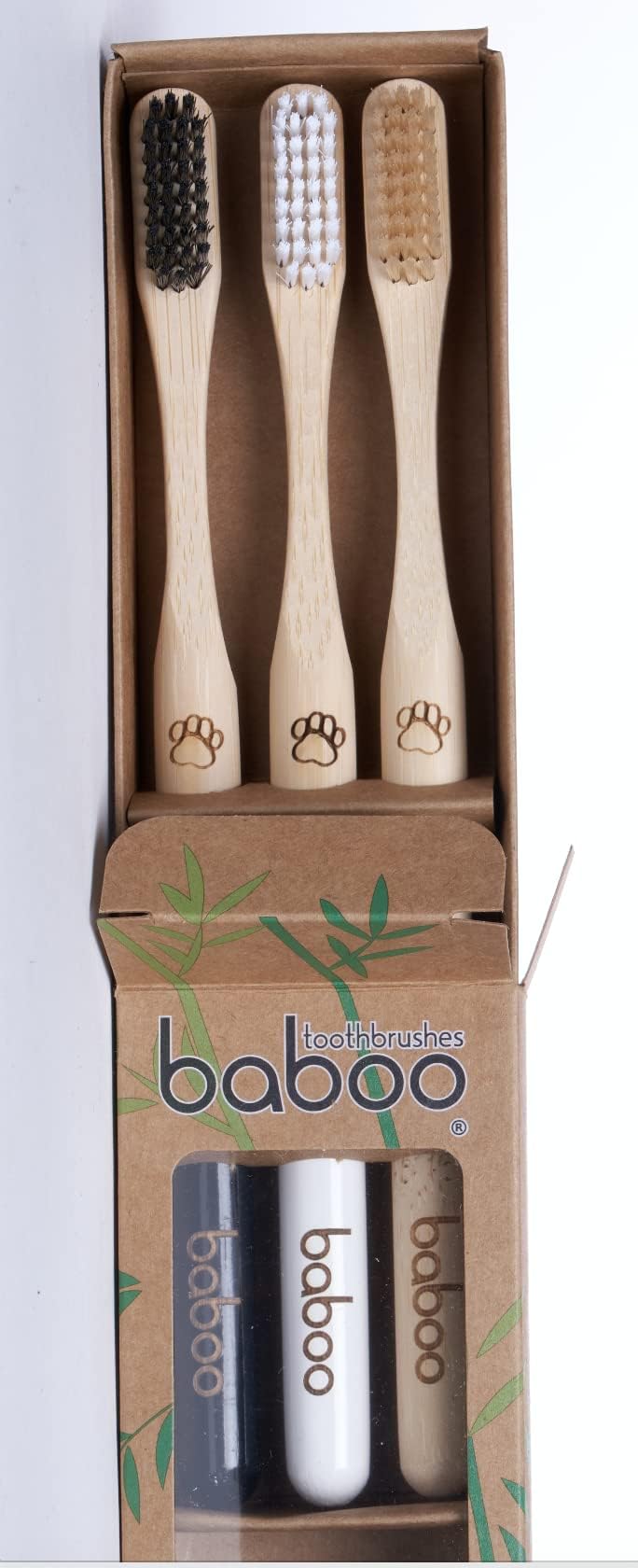BABOO Bamboo Toothbrush (3 PCS) - BPA Free - Soft Wooden Organic Toothbrushes for Adults (Mix (Ultra Soft, Soft and Medium), 3 PCS of Pack)