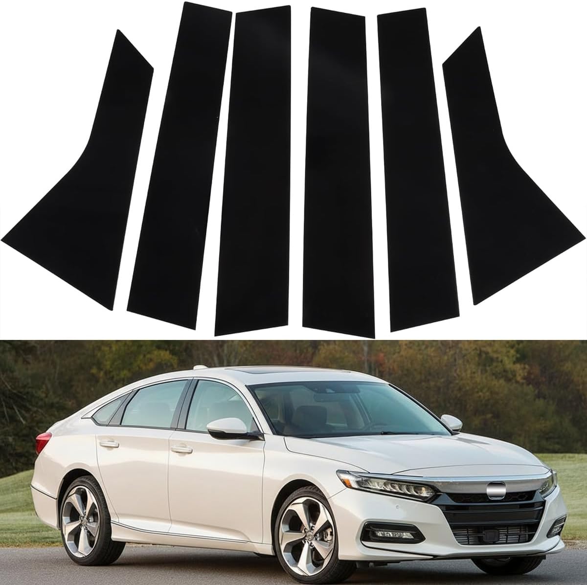 Window Pillar Trim for Honda Accord 10th Gen Sedan 2018-2023, 6PCS Glossy Black ABS B+C Pillar Covers, Exterior Style Upgrade