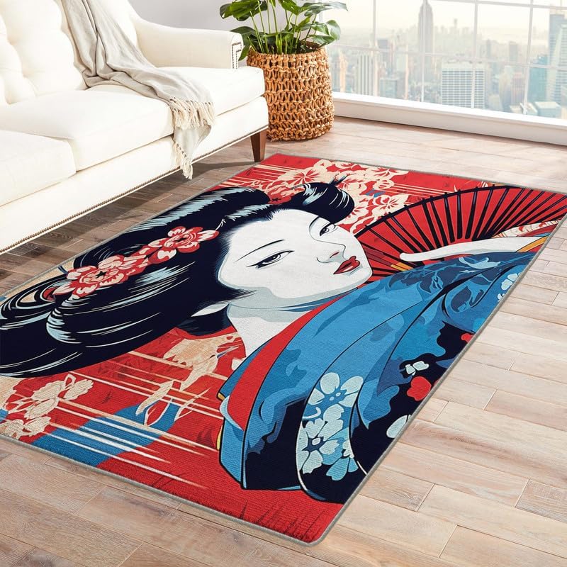 Alfombras lavables para sala de estar, dormitorio, alfombra japonesa y decoración del hogar, alfombra tipo kimono de 4 x 5 pulgadas, antideslizante,