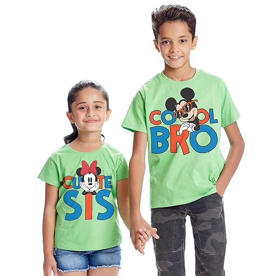 Bon Organik Disney Cute Sis & Cool Bro Rakhi T-shirts for Siblings