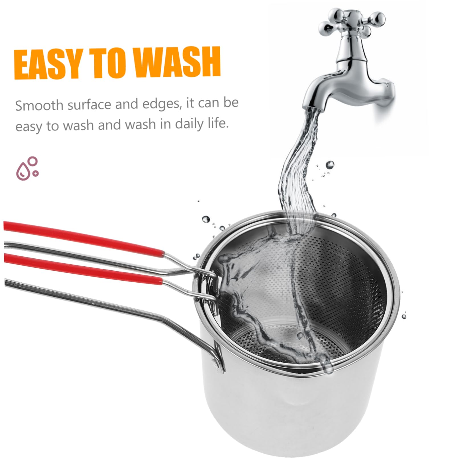 HAKIDZEL 1set Stainless Steel Deep Fryer Pot with Tong Oil Fryer for Tempura and Chips Lightweight Kitchen Cookware Easy to Store for Home Cooking