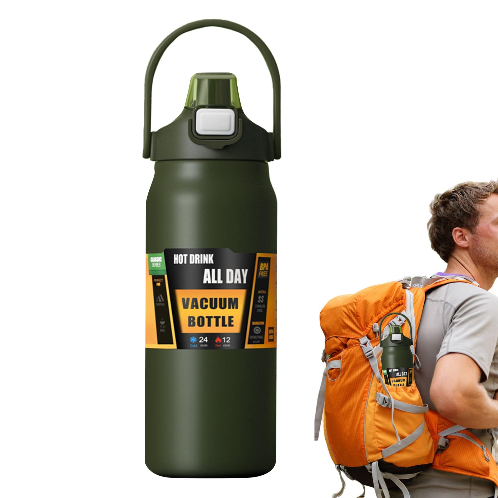 Borraccia Ad Isolamento Termico Da 1500ml A Vuoto Antigoccia Con Cannuccia | Bottiglia per Acqua Fresca Per Bambini, Donne, Uomini, Scuola, Sport, Casa, Viaggio, Caffè E Bevande