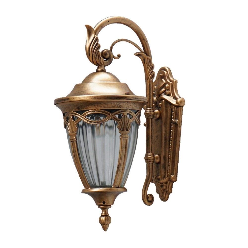 SXSCARKX Cast Aluminum Outdoor Wall Lamp，Traditional Classical Victorian Mounted Landscape Light - Grid Striped Glass Shade Executor Sconce Lantern Fixtures for Courtyards, Villas, Parks- B