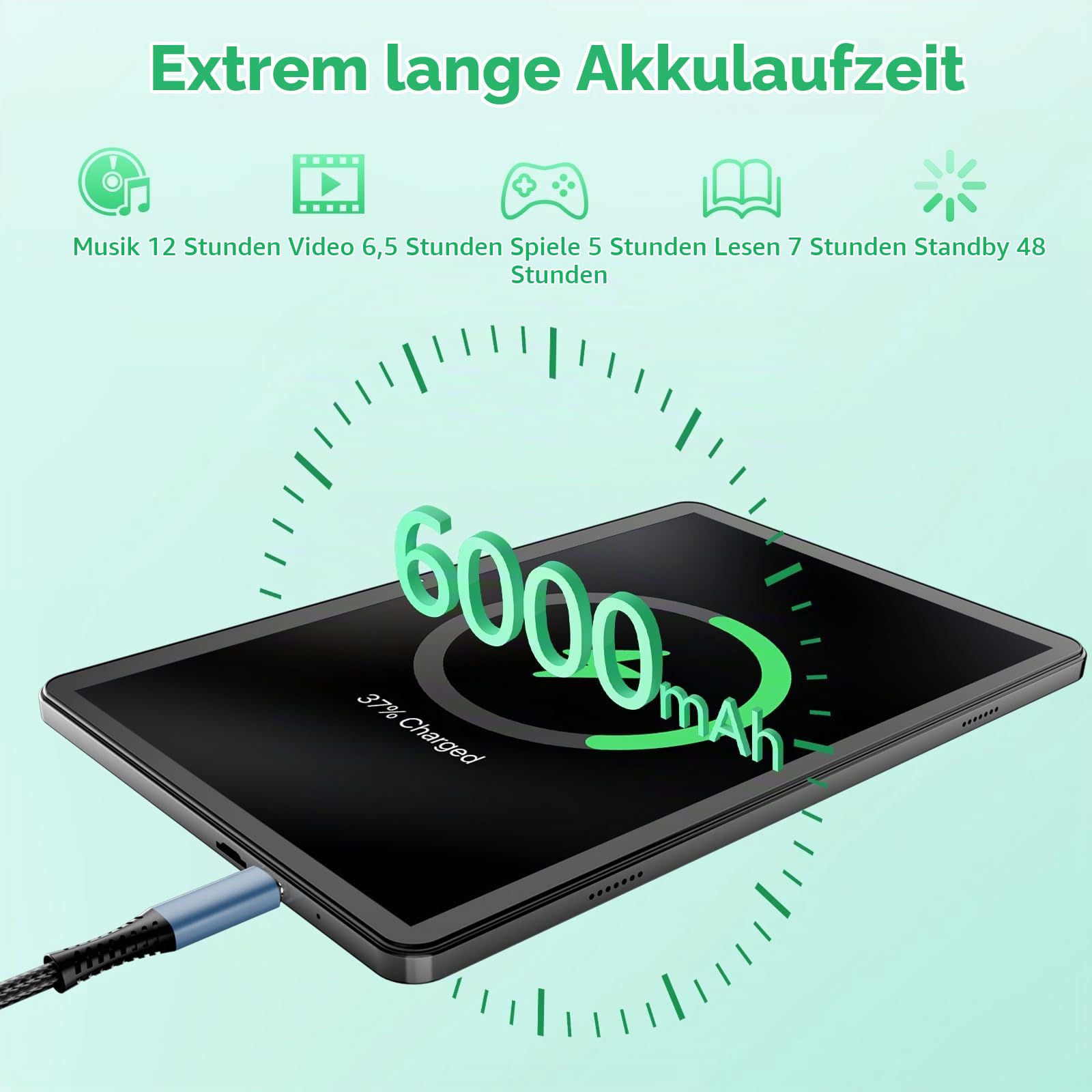 Tablet 10.1 Zoll mit Hülle, Android 15 Tablets, 18GB RAM+128GB ROM