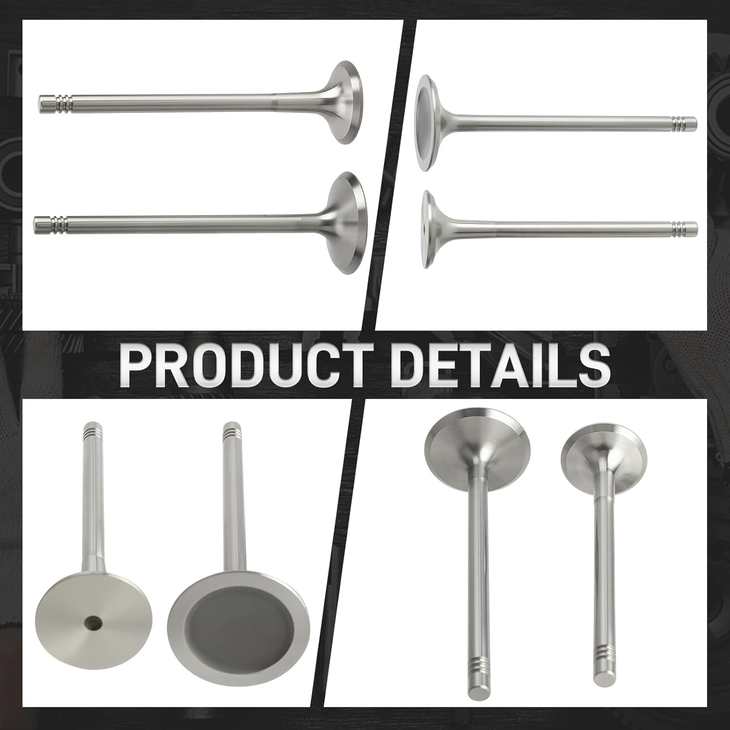 Engine Intake and Exhaust Valve Set Compatible with Audi VW 2.0T (FSI, TSI) 16pcs 06D109611H 06D109611T with 16pcs Valve Seals