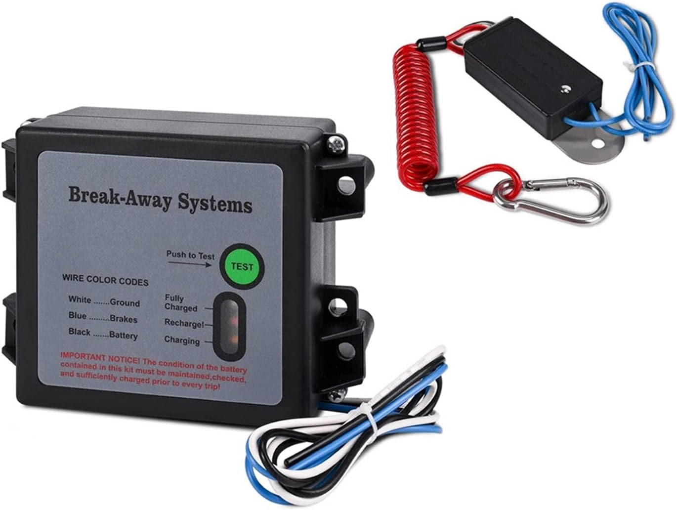 Easy Install Trailer Breakaway Systems Waterproof Corrosionresistant 12V with LED Indicators for Vehicles Safe Towing