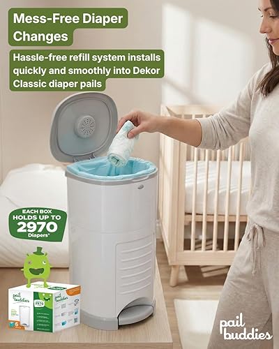 Miniatura 7 de Pail Buddies Recambios de cubo de pañales | 6 unidades | Compatible con el cubo de pañales Dekor Classic | Recambios de cubo de pañales fuertes y