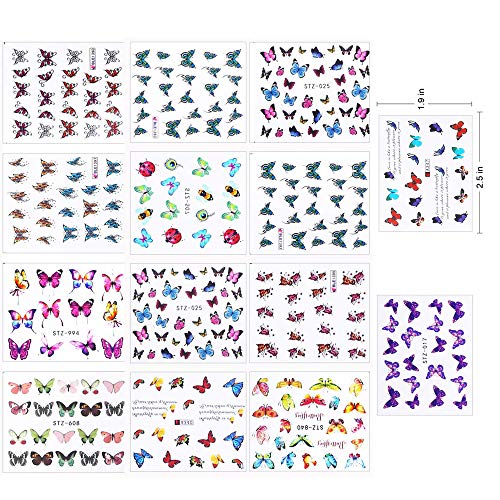 30 Sheets Butterfly Nail Art Stickers For Acrylic Nails Water Transfer Decals For Women Nail Art Design Sticker Manicure Tips Wraps Decorations Kit #TOP3
