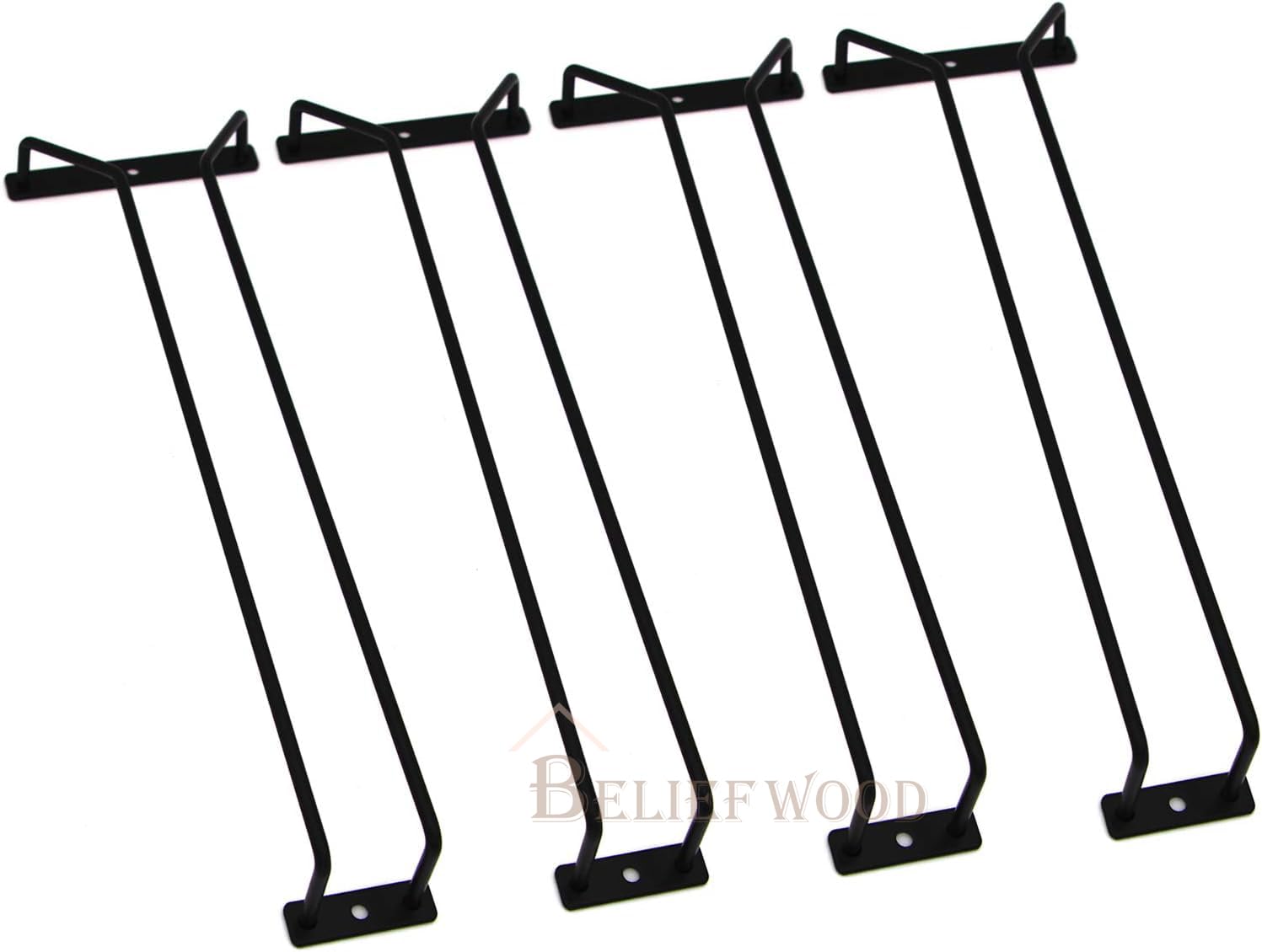 BELIEF WOOD Modern Wine Glass Rack Under Cabinet Black, Metal Wine Glass Holder, Stemware Rack Under Shelf, Wine Glasses Storage Hanger, 35.5cm (Set of 4)-image-27