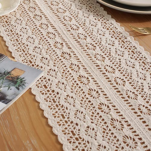 Chemin de table dentelle en coton lavable pour protéger et décorer la table - 5