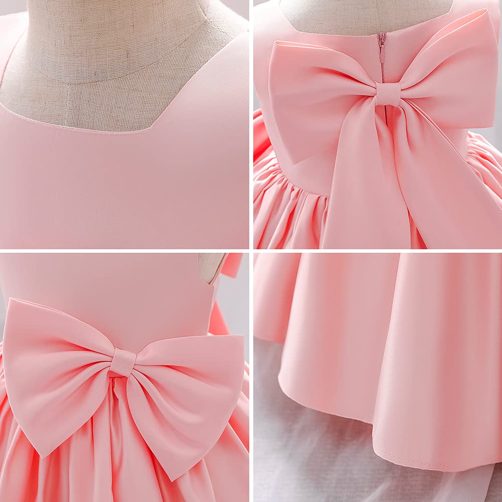Vestido de princesa tutú con lazo para niñas pequeñas, vestido formal de baile, cumpleaños, boda, fiesta, bautizo, bautizo