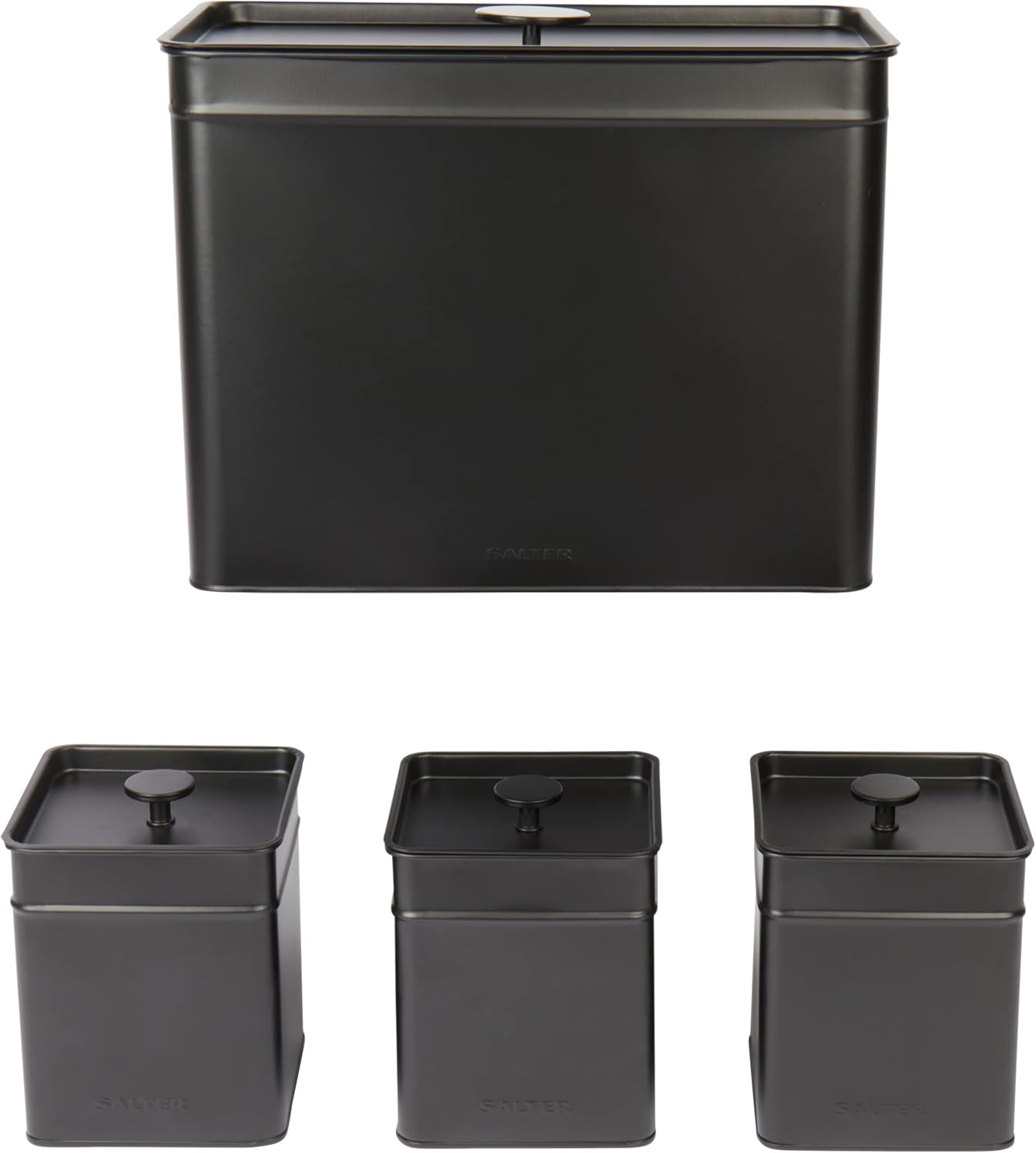Salter BW12614EU7 Kuro 4 Piece Kitchen Storage Set Large Bread Bin