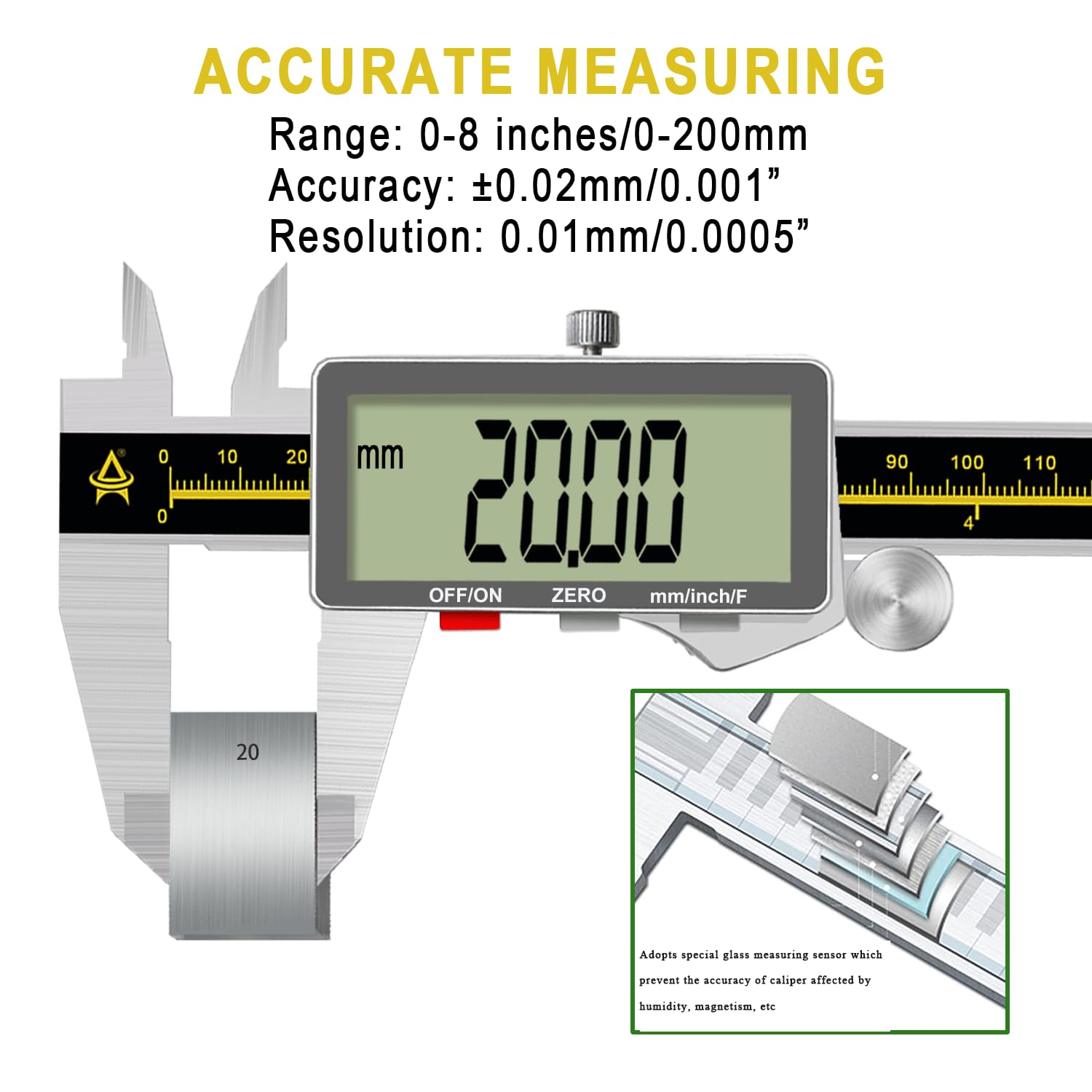 ACEMETER Digital Caliper - 0-8 Inch Precision Measurement Tool -2