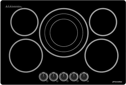 ThermoMate Estufa eléctrica de 30 pulgadas, control de perilla de 5 quemadores, placa de cerámica integrada, estufa eléctrica radiante de 30