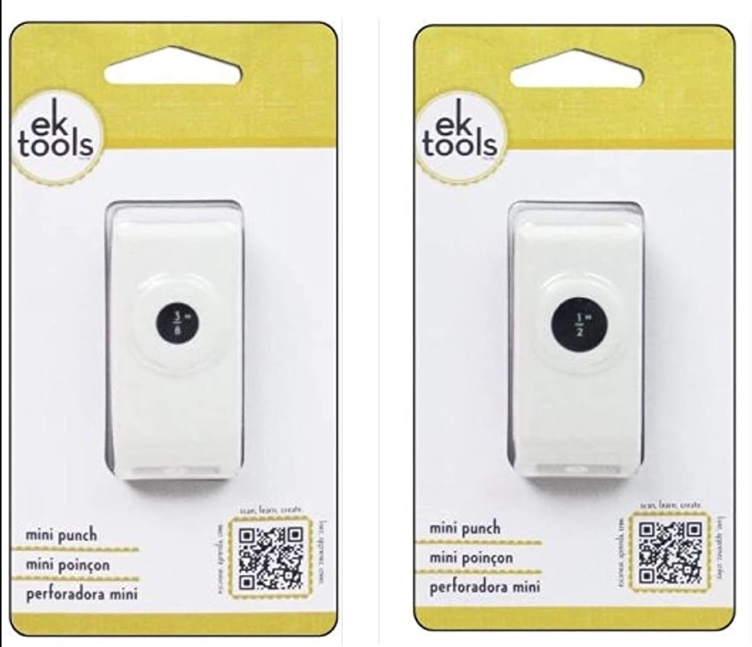 Bundle of 2 Slim Circle Punches 3/8 and 1/2 (.5” & .375”) by EK Success Tools