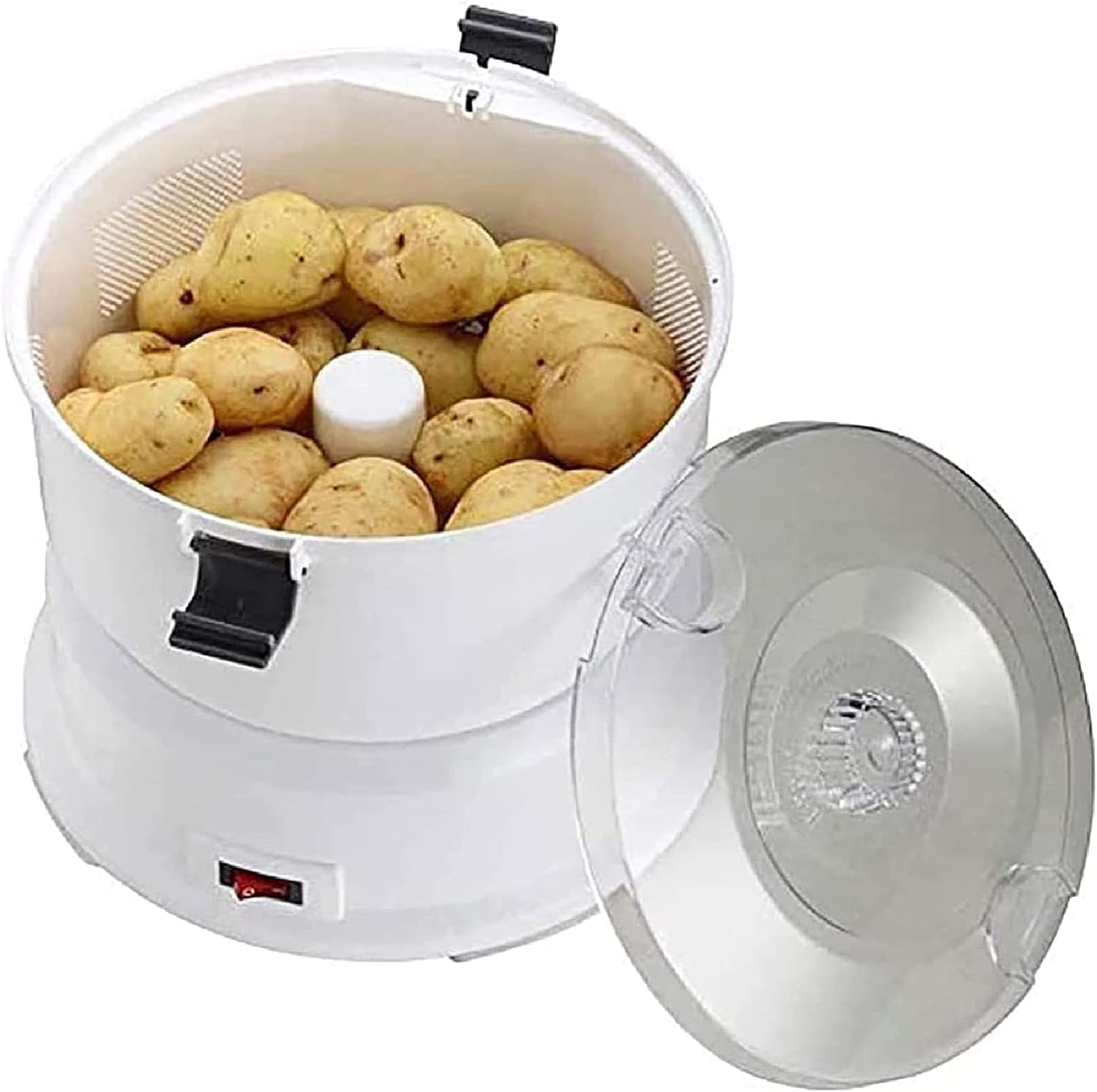 DLLDQBD Electric Automatic Potato Peeler Machine with Vegetable Dehydrator, Dual Safety Locks, Multifunctional Kitchen Fruit & Veg Peeling Tool(Color:A)